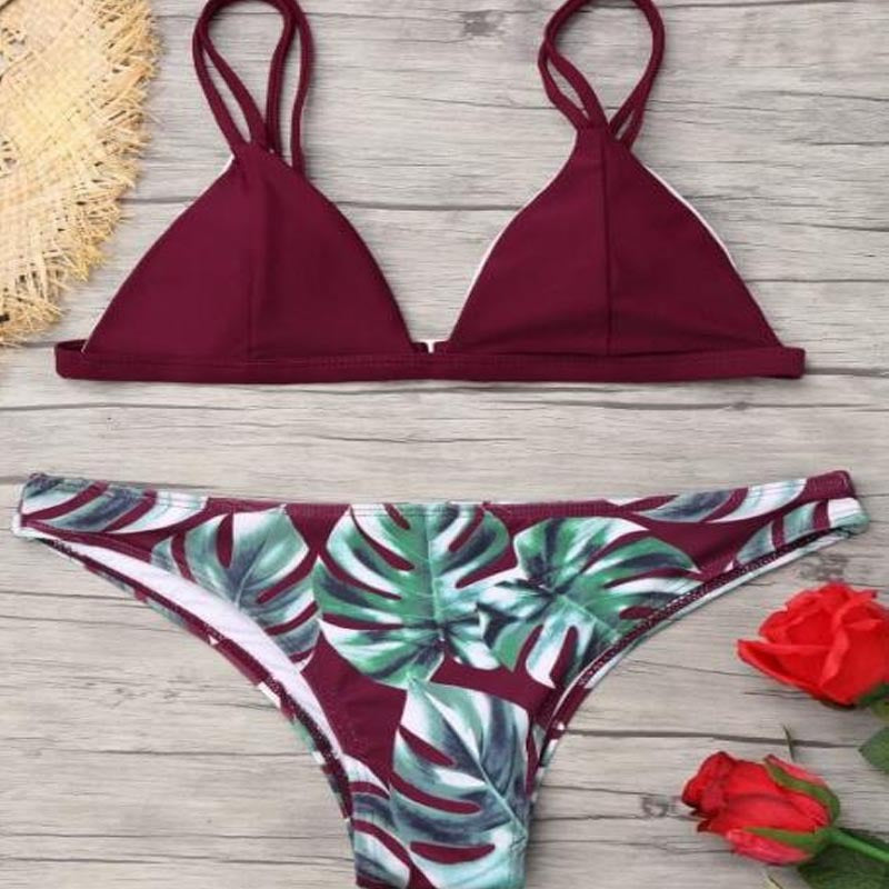 Damen Triangel-Bikini mit trendy Blattmuster Echo Archiv
