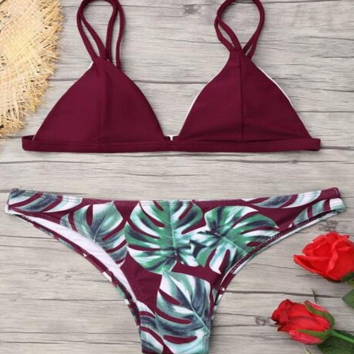 Damen Triangel-Bikini mit trendy Blattmuster Echo Archiv