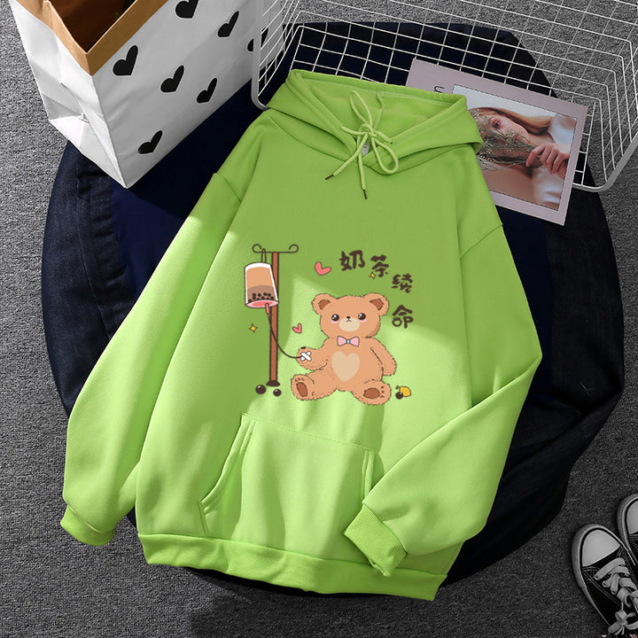 Damen Kapuzenpullover mit minimalistischer Grafik, lockerer Oversize-Passform und Kängurutasche – Auréline