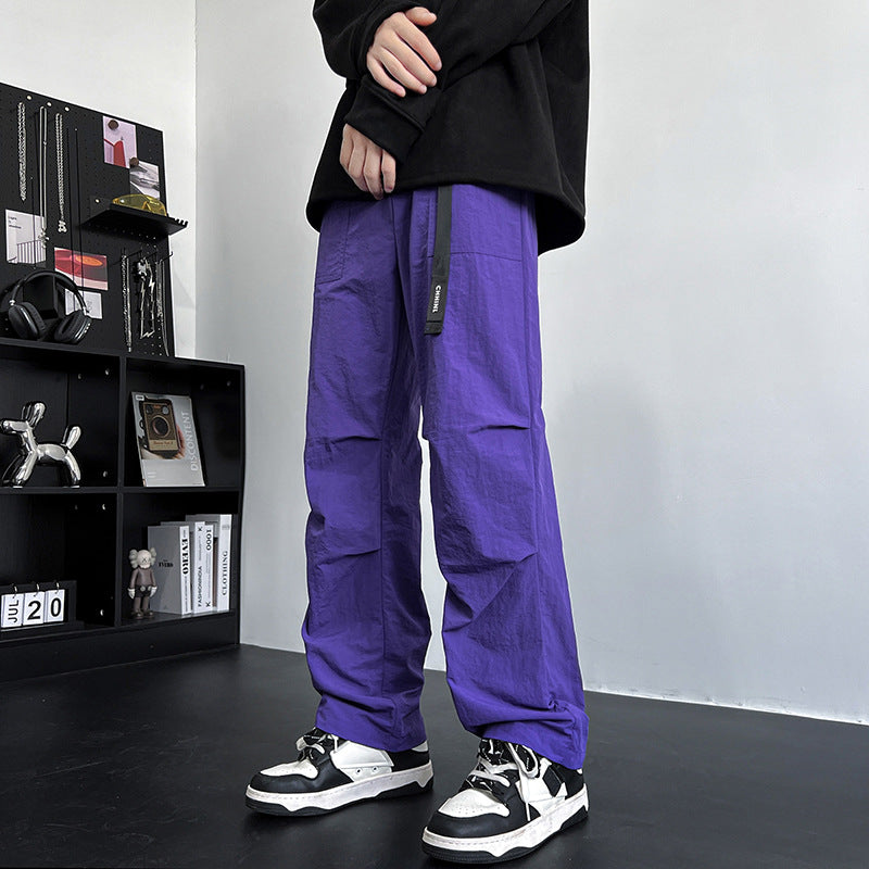 Herren Locker sitzende Nylon‑Cargohose mit Utility‑Gurtband und geradem Bein – Bravaro