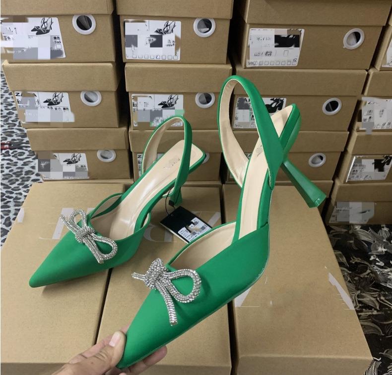 Damen nan elegante Slingback-Pumps mit spitzer Zehenkappe und funkelnder Strassschleife Echo Archiv