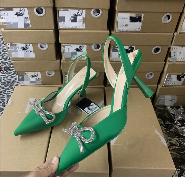 Damen nan elegante Slingback-Pumps mit spitzer Zehenkappe und funkelnder Strassschleife Echo Archiv