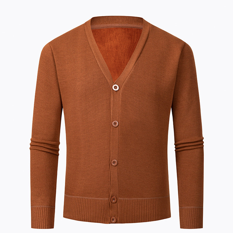 Herren Strickjacke mit V-Ausschnitt und knopflosem Design Echoarchiv