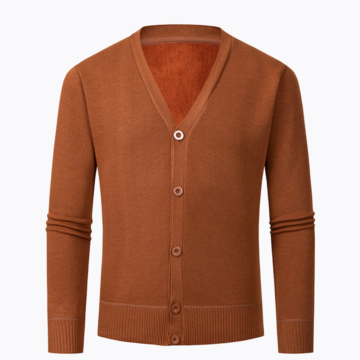 Herren Strickjacke mit V-Ausschnitt und knopflosem Design Echoarchiv