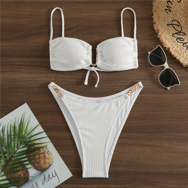 Damen Triangel-Bikini mit raffiniertem Rippendesign und verstellbaren Trägern Echo Archiv