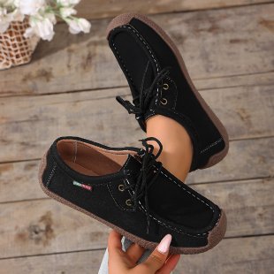 Damen Canvas-Mokassin-Slipper mit Schnürung und gepolsterter Komfortsohle – Lioré