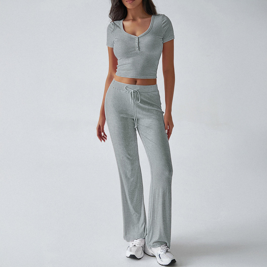 Damen Kombinations-Set mit cropped Oberteil und weiten Hosen Echo Archiv