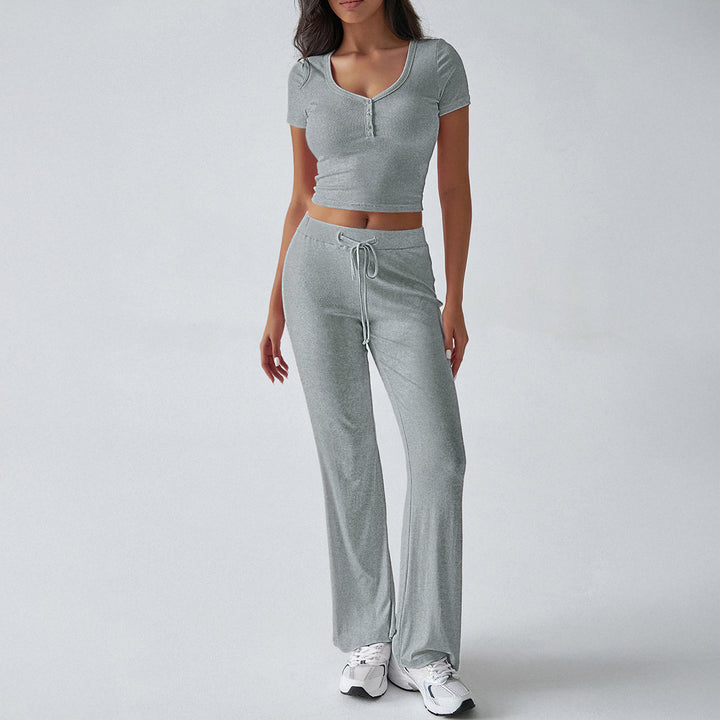Damen Kombinations-Set mit cropped Oberteil und weiten Hosen Echo Archiv