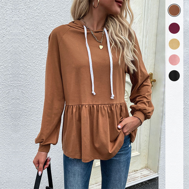 Damen Kapuzen-Sweatshirt mit geraffter Taillenstufe und Babydoll-Silhouette Echoarchiv
