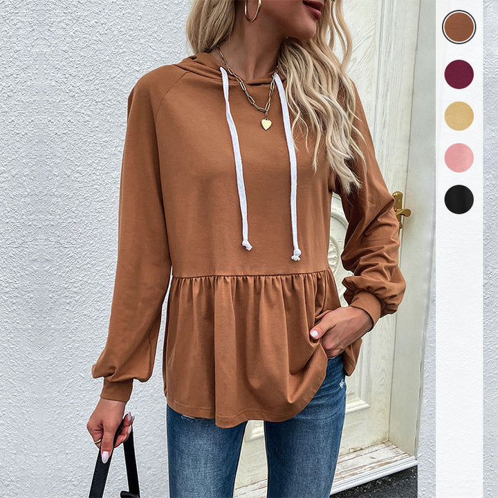 Damen Kapuzen-Sweatshirt mit geraffter Taillenstufe und Babydoll-Silhouette Echoarchiv
