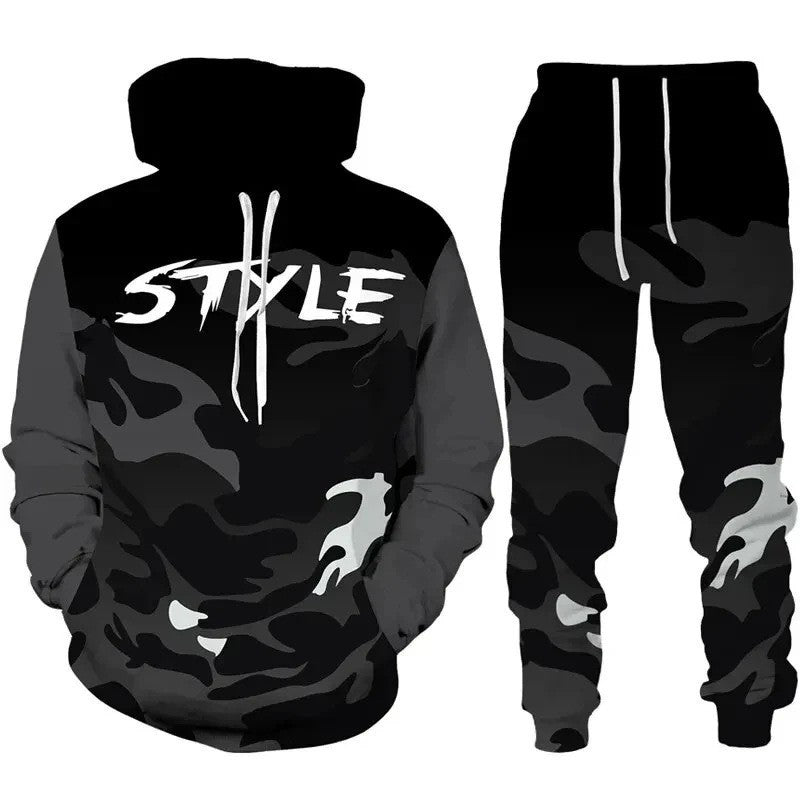 Herren Stylisches Kapuzensweatshirt und Jogginghose Set Echoarchiv