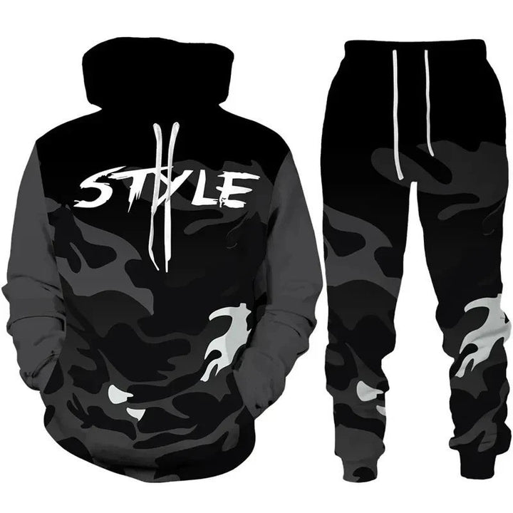 Herren Stylisches Kapuzensweatshirt und Jogginghose Set Echoarchiv