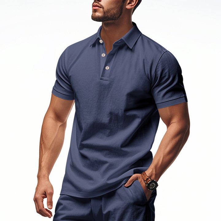 Herren Poloshirt mit strukturiertem Design und modischen Knopfdetails Echoarchiv