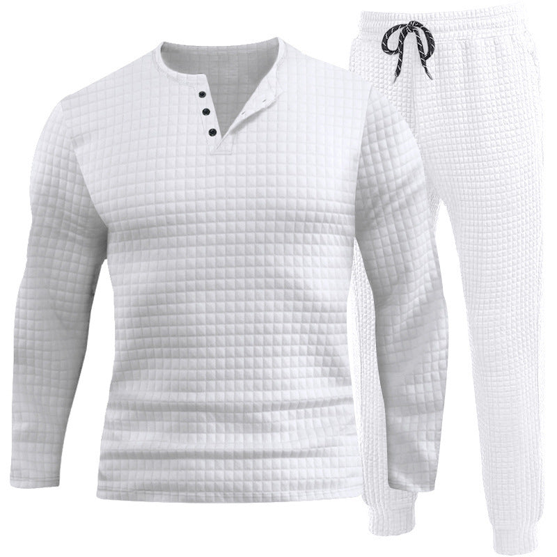 Herren Dreiteiliges Set mit strukturiertem Langarmshirt und Jogginghose Echoarchiv