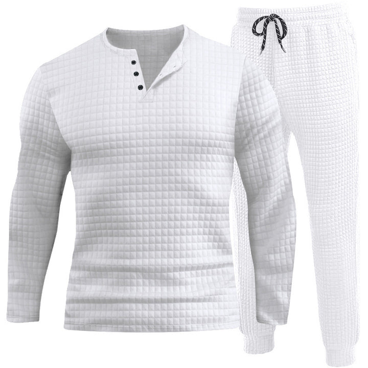Herren Dreiteiliges Set mit strukturiertem Langarmshirt und Jogginghose Echoarchiv