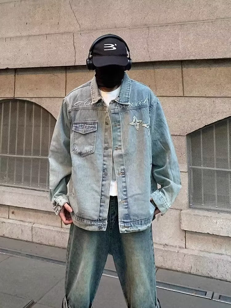 Herren lässige Denim-Überjacke mit kreativen Details Echoarchiv