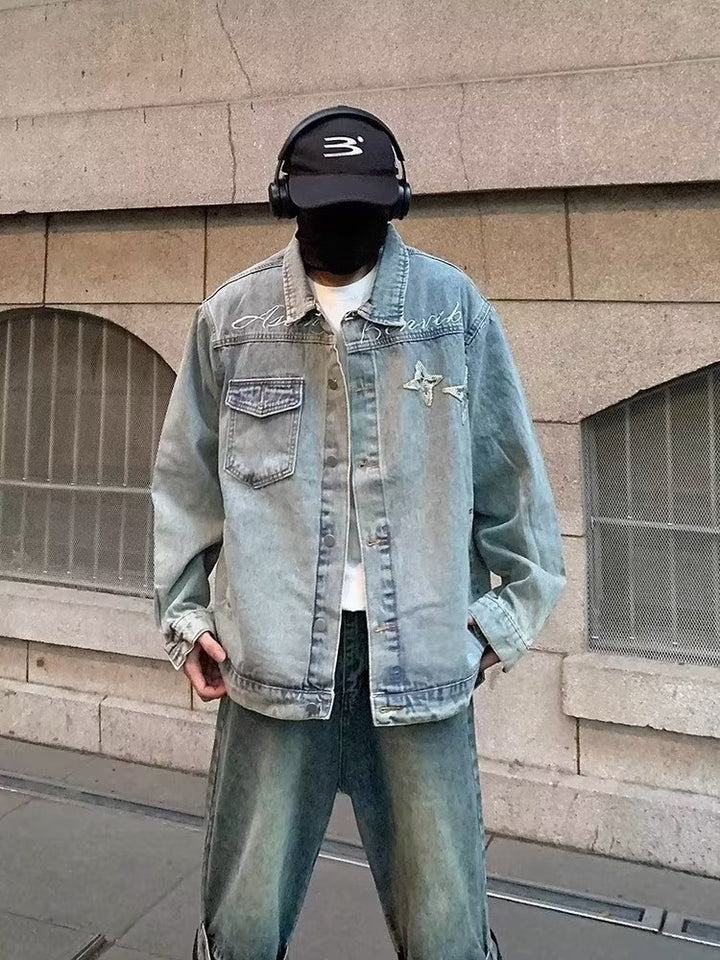 Herren lässige Denim-Überjacke mit kreativen Details Echoarchiv