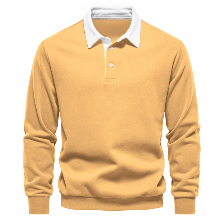 Herren nan elegantes Langarm-Poloshirt mit Kontrastkragen Echo Archiv