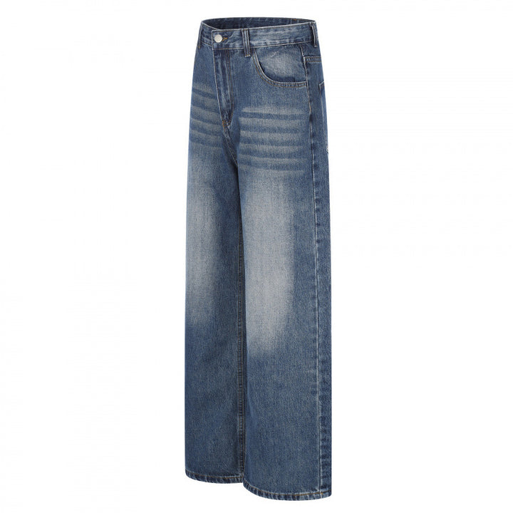 Damen Highwaist-Jeans mit weitem Bein und Vintage-Waschung Echo Archiv