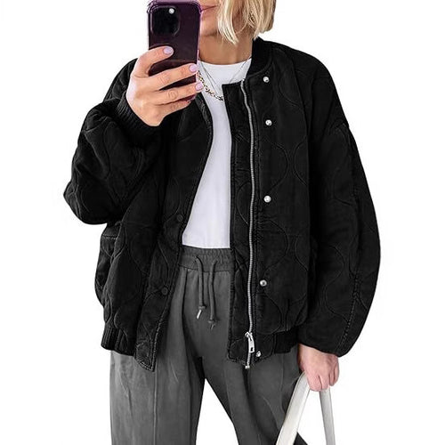 Damen Gepolsterte Oversize-Stepp-Bomberjacke mit Rippbündchen und dekorativer Ziersteppung Echo Archiv