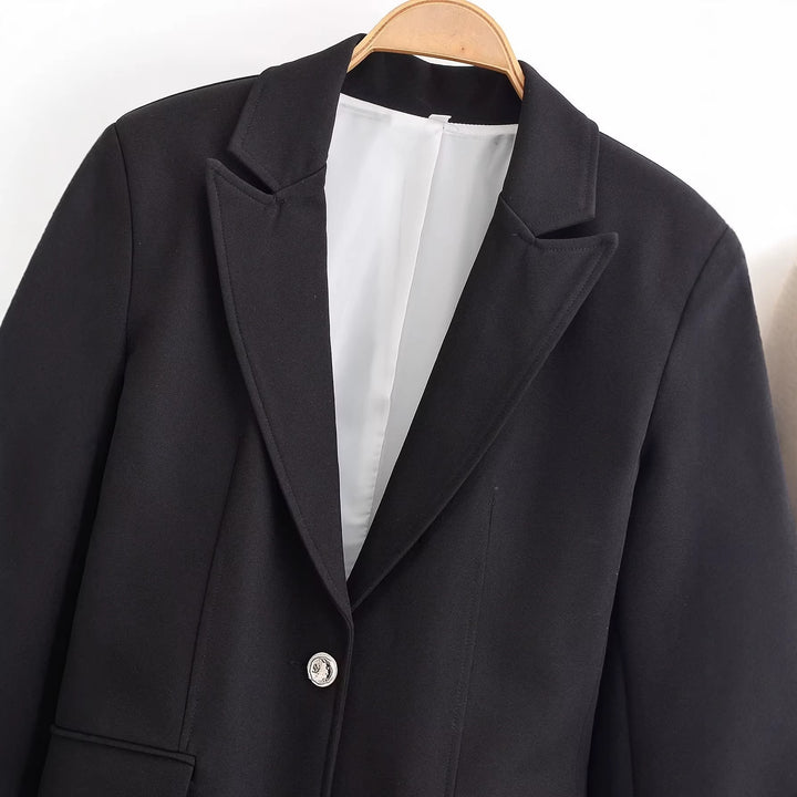 Damen Taillierter Einknopfblazer mit Schalkragen und Pattentaschen Echo Archiv
