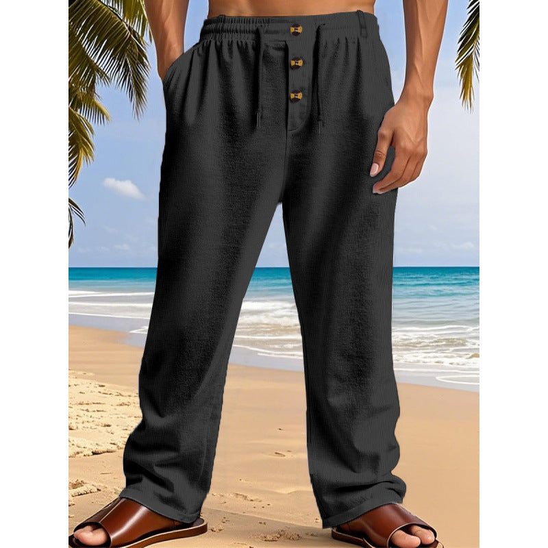 Herren Bequeme Sommerfreizeithose mit elastischem Bund und modernen Knopfdetails Echoarchiv