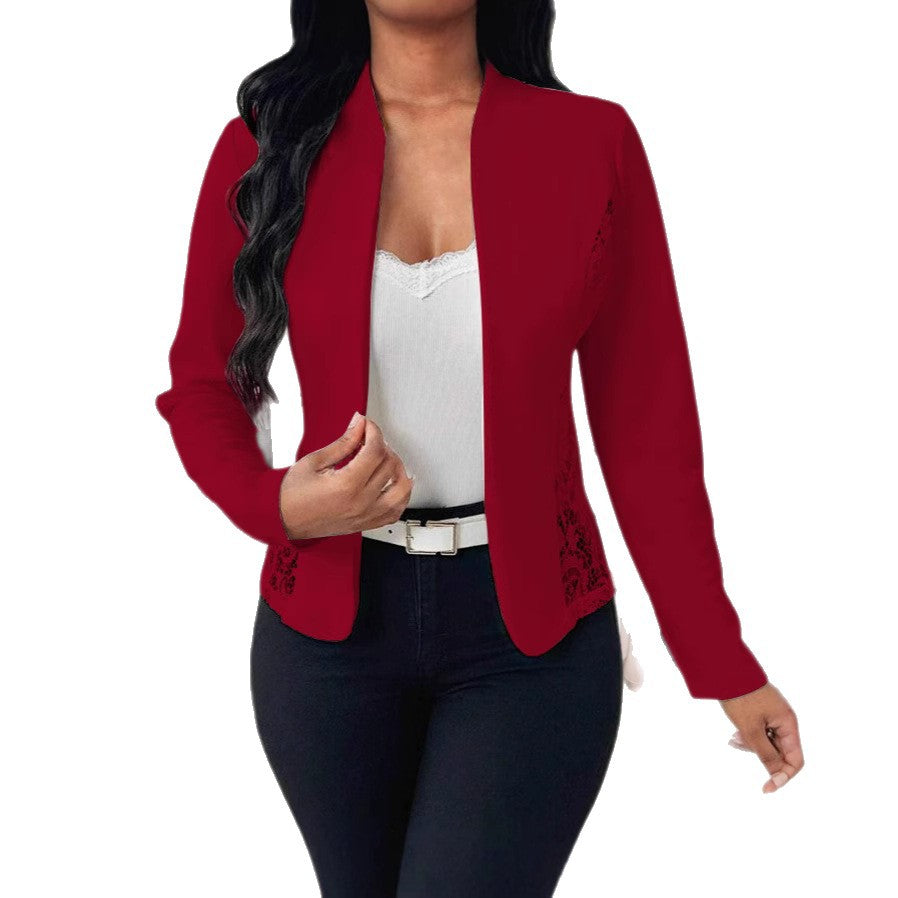 Damen elegante Blazerjacke mit Spitzenakzenten Echoarchiv