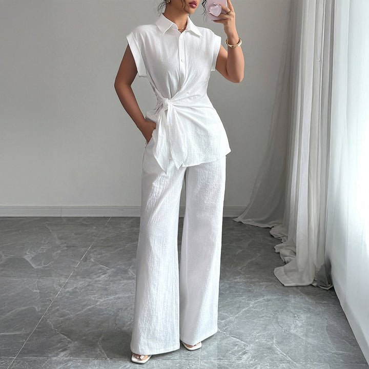 Damen elegantes Zweiteiliges Set mit taillierter Bluse und weit geschnittenen Hosen Echo Archiv