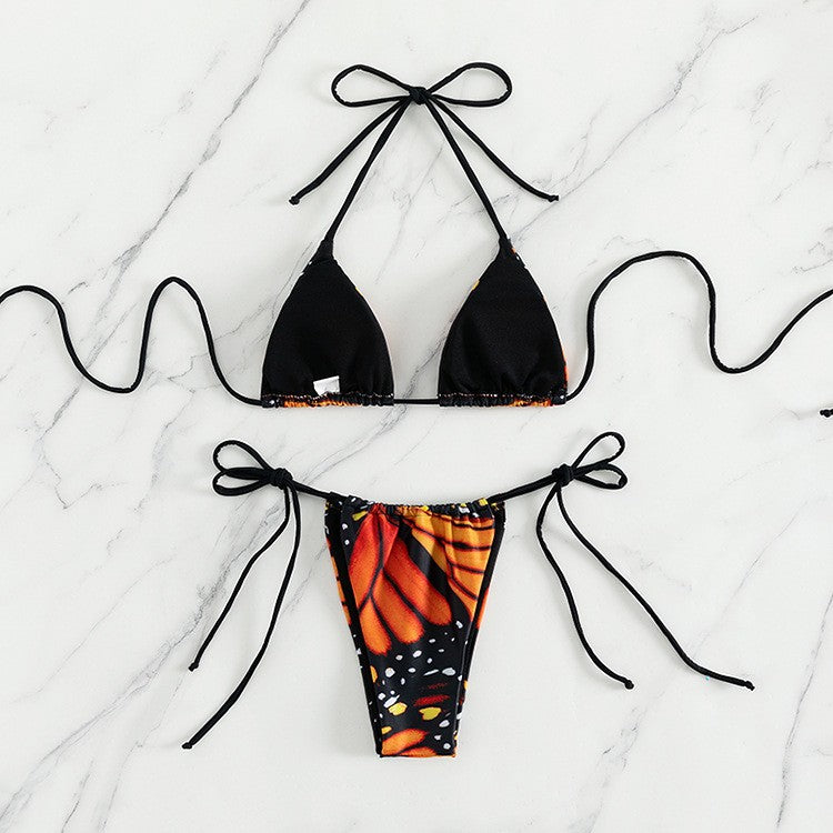 Damen Triangel-Bikini mit Schmetterling-Design und verstellbaren Bändern Echo Archiv