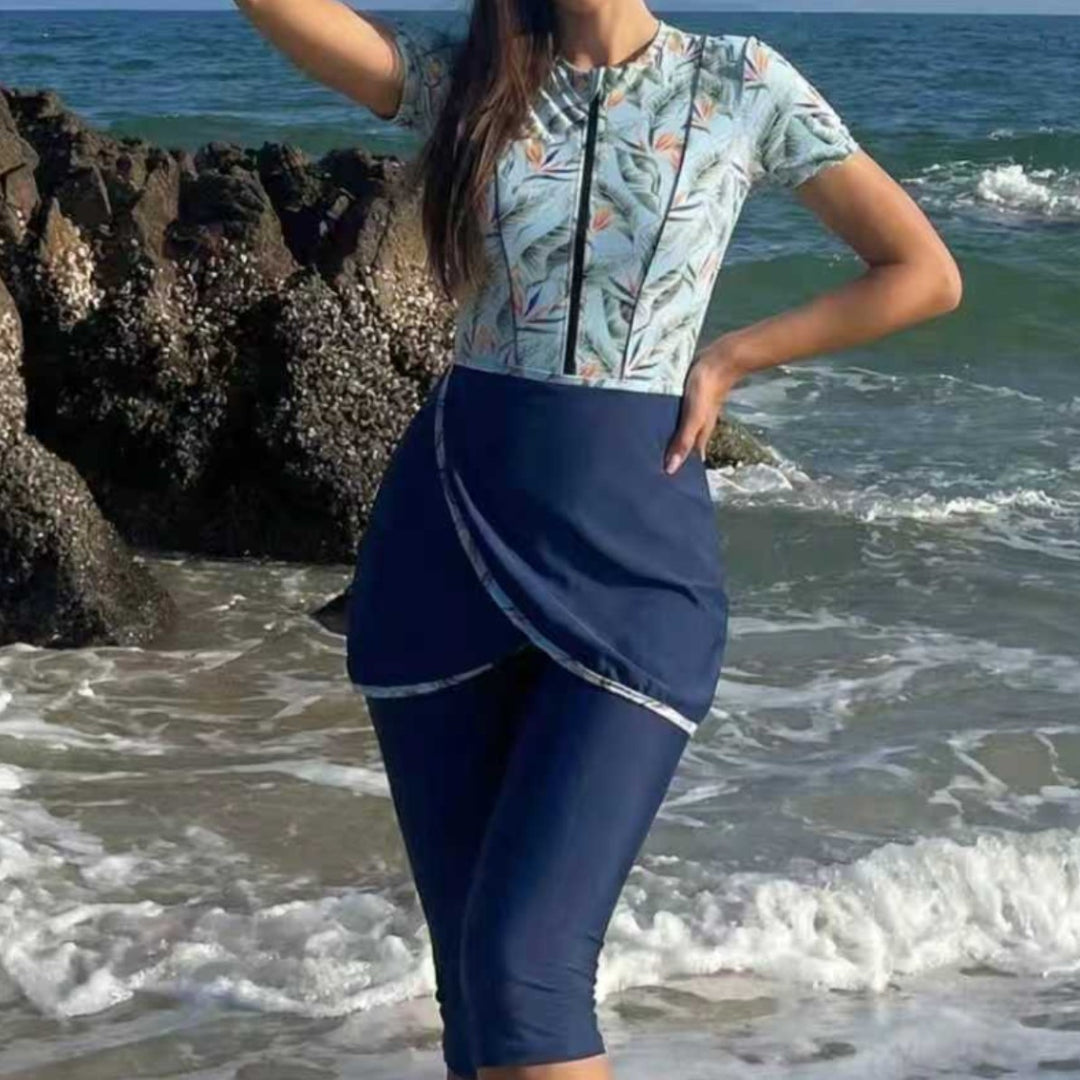 Damen Modischer UV-Schutz-Schwimmanzug mit asymmetrischem Schnitt Echo Archiv