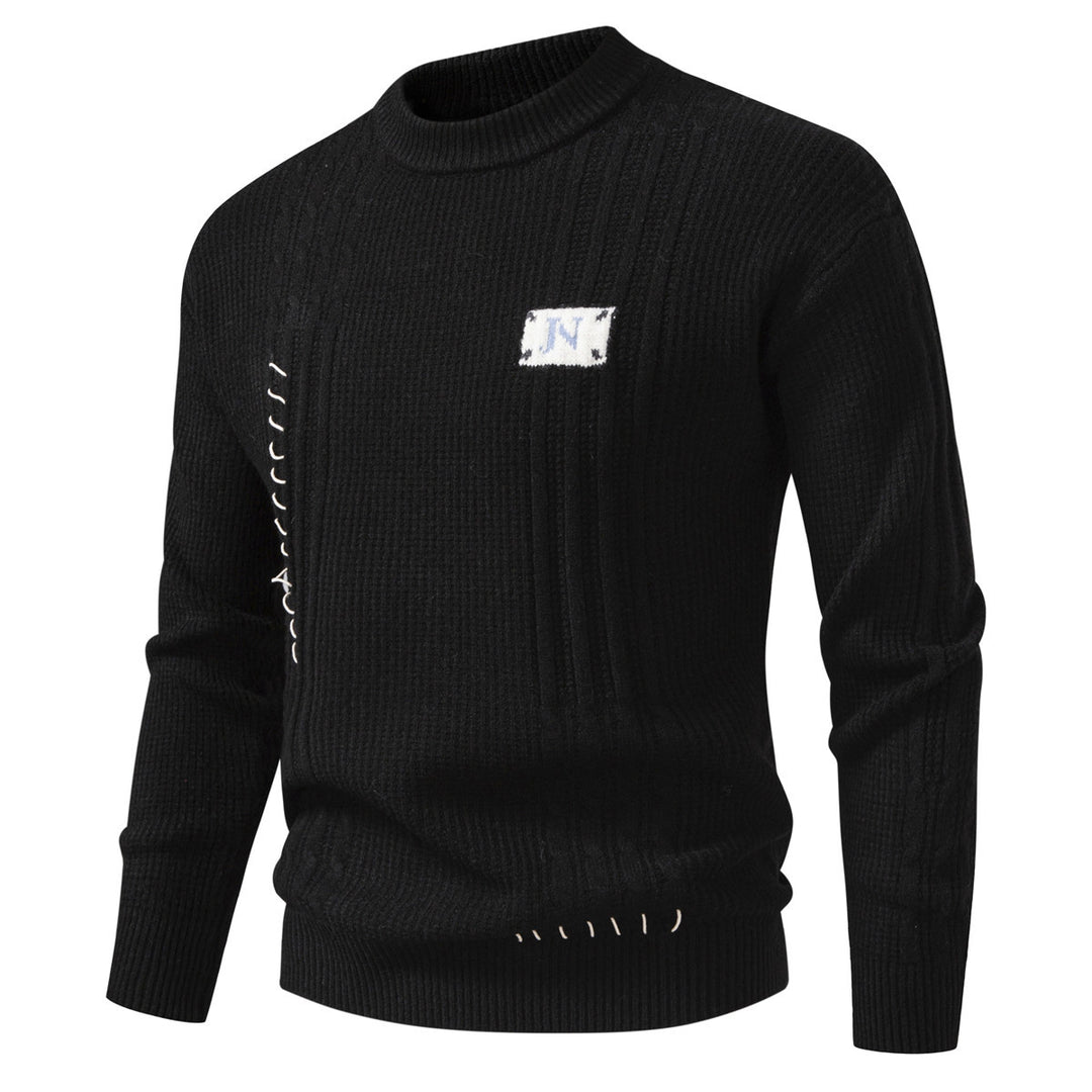 Herren Strukturiertes Rippstrick-Pullover mit Ziernähten und Logo‑Patch Echo Archiv