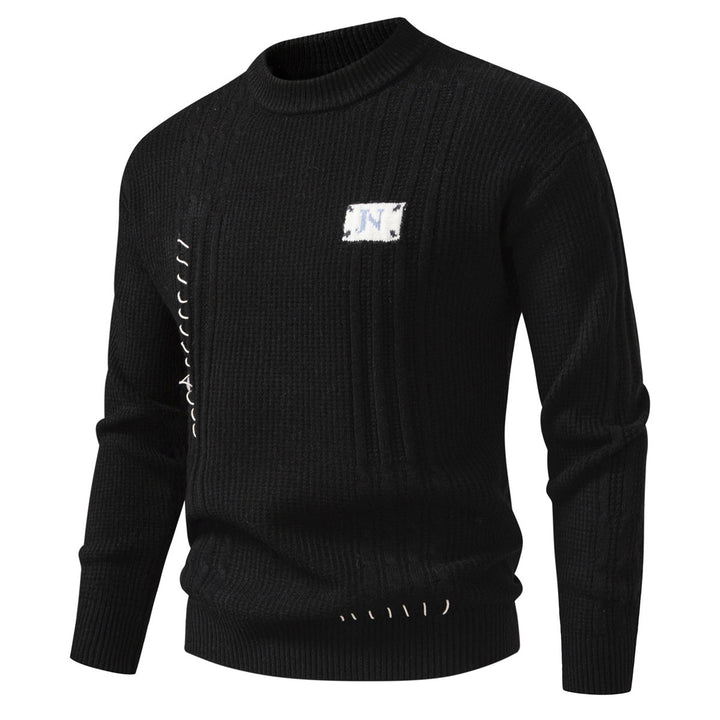 Herren Strukturiertes Rippstrick-Pullover mit Ziernähten und Logo‑Patch Echo Archiv