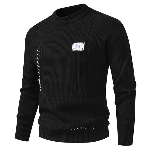 Herren Strukturiertes Rippstrick-Pullover mit Ziernähten und Logo‑Patch Echo Archiv