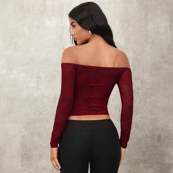 Damen Off-Shoulder Spitzenoberteil mit langen Ärmeln und romantischen Details Echo Archiv