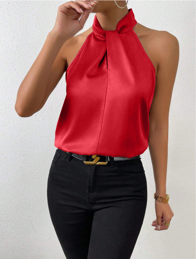 Echoarchiv | Damen Knoten Hals Stil Top Seide