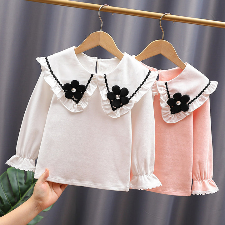Damen Bluse mit großen Kragen und floralen Applikationen Echo Archiv