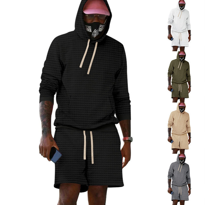 Herren lässiger Kapuzenpullover und Shorts Set aus atmungsaktivem Material Echoarchiv