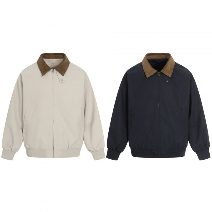 Herren Harrington-Jacke mit Cordkragen, geripptem Saum und dezenter Frontzipper Echo Archiv