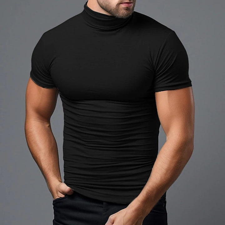 Herren modisches Kurzarm-T-Shirt mit hochschlagbarem Kragen Echoarchiv