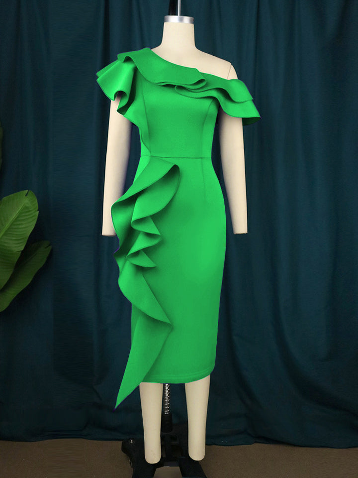 Damen figurbetontes Rüschendes Wickelkleid Echo Archiv