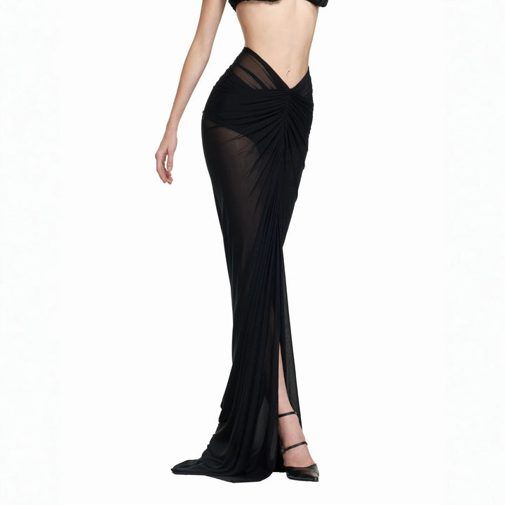 Damen Elegantes transparents Maxikleid mit ärmelloser Silhouette Echo Archiv