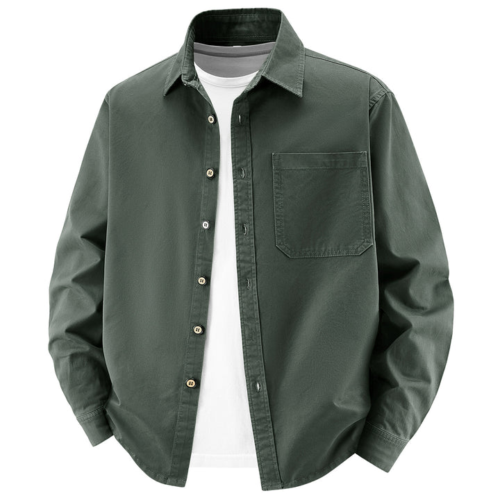 Herren lockere Overshirt-Jacke aus Baumwollmix mit Brusttasche und durchgehender Knopfleiste Echo Archiv