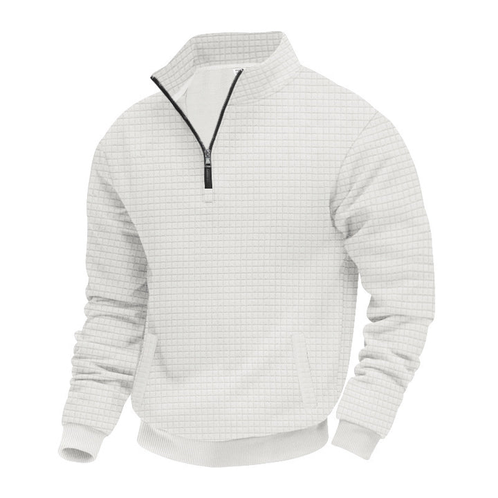 Herren Fleece Pullover mit halbem Reißverschluss und strukturiertem Design Echoarchiv