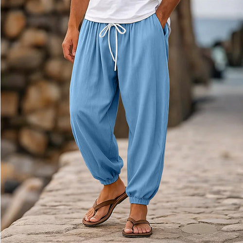 Herren luftige Freizeit-Hose mit elastischem Bund und seitlichen Eingrifftaschen Echoarchiv