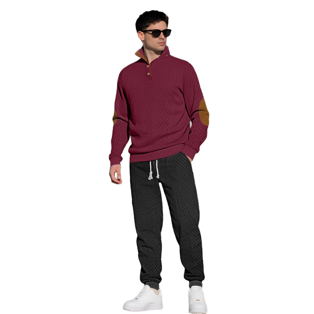 Herren Bequemer Strickpullover mit Stehkragen und modischen Knöpfen – Norvane