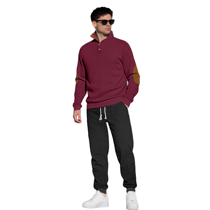 Herren Bequemer Strickpullover mit Stehkragen und modischen Knöpfen Echoarchiv