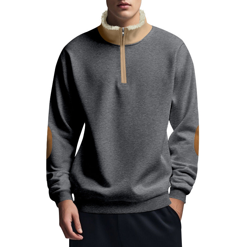 Herren Fleece Pullover mit Stehkragen und Kontrastdetails Echoarchiv