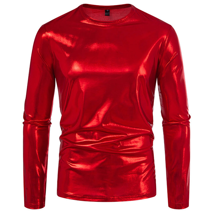 Herren Langarmshirt aus glattem, reflektierendem Material Echoarchiv