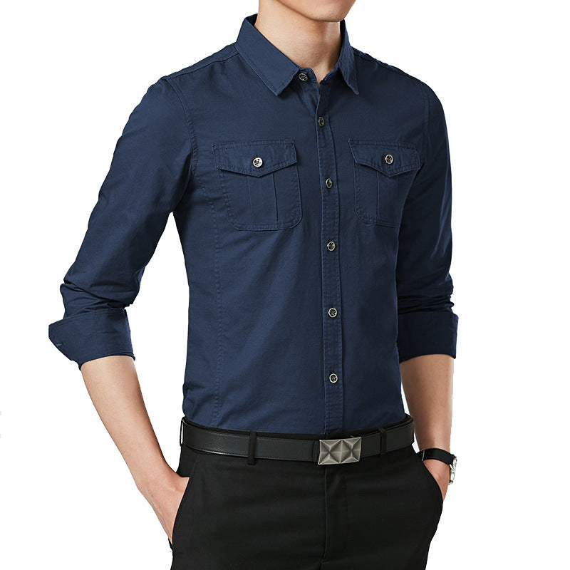 Herren Slim-Fit Hemd im Utility-Stil mit Brustpattentaschen und Kentkragen Echo Archiv
