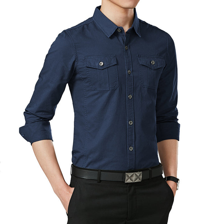 Herren Slim-Fit Hemd im Utility-Stil mit Brustpattentaschen und Kentkragen Echo Archiv